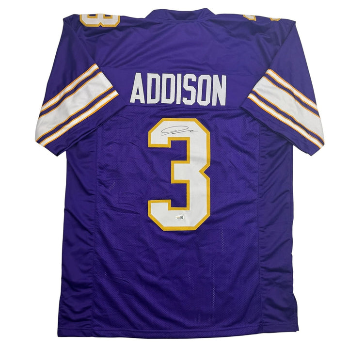 Autographed/Signed Jordan Addison Minnesota Purple Football Jersey JSA COA