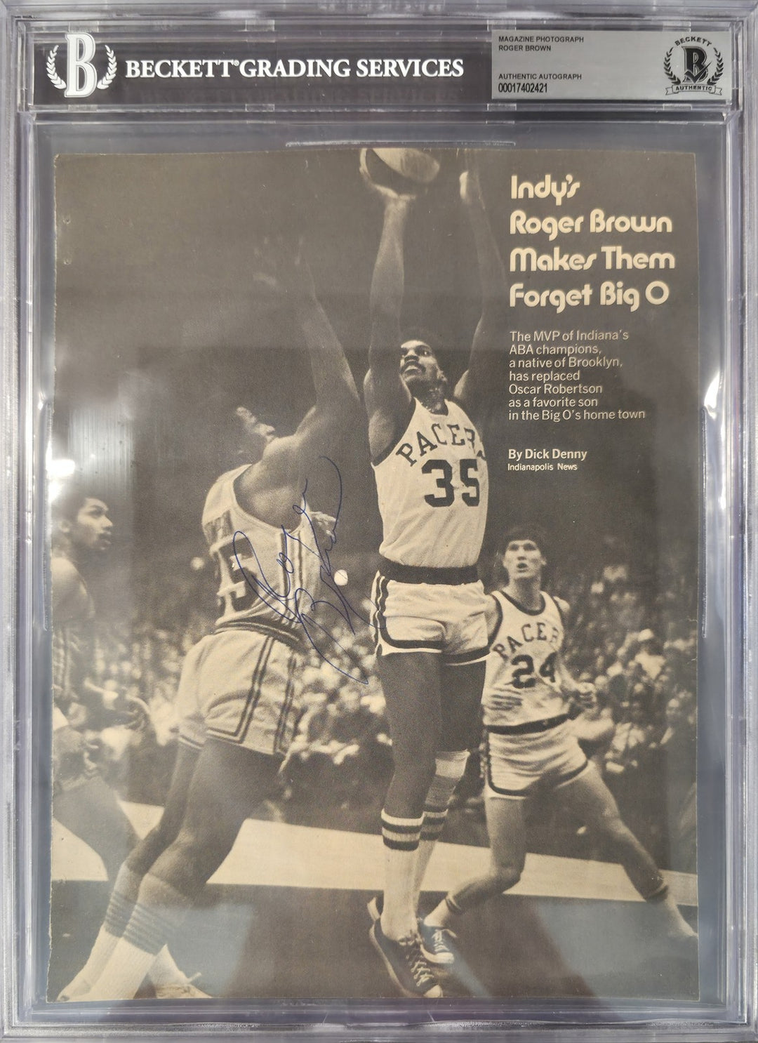 Roger Brown Signed 8x11 Magazine Page Indiana Pacers Beckett #17402421