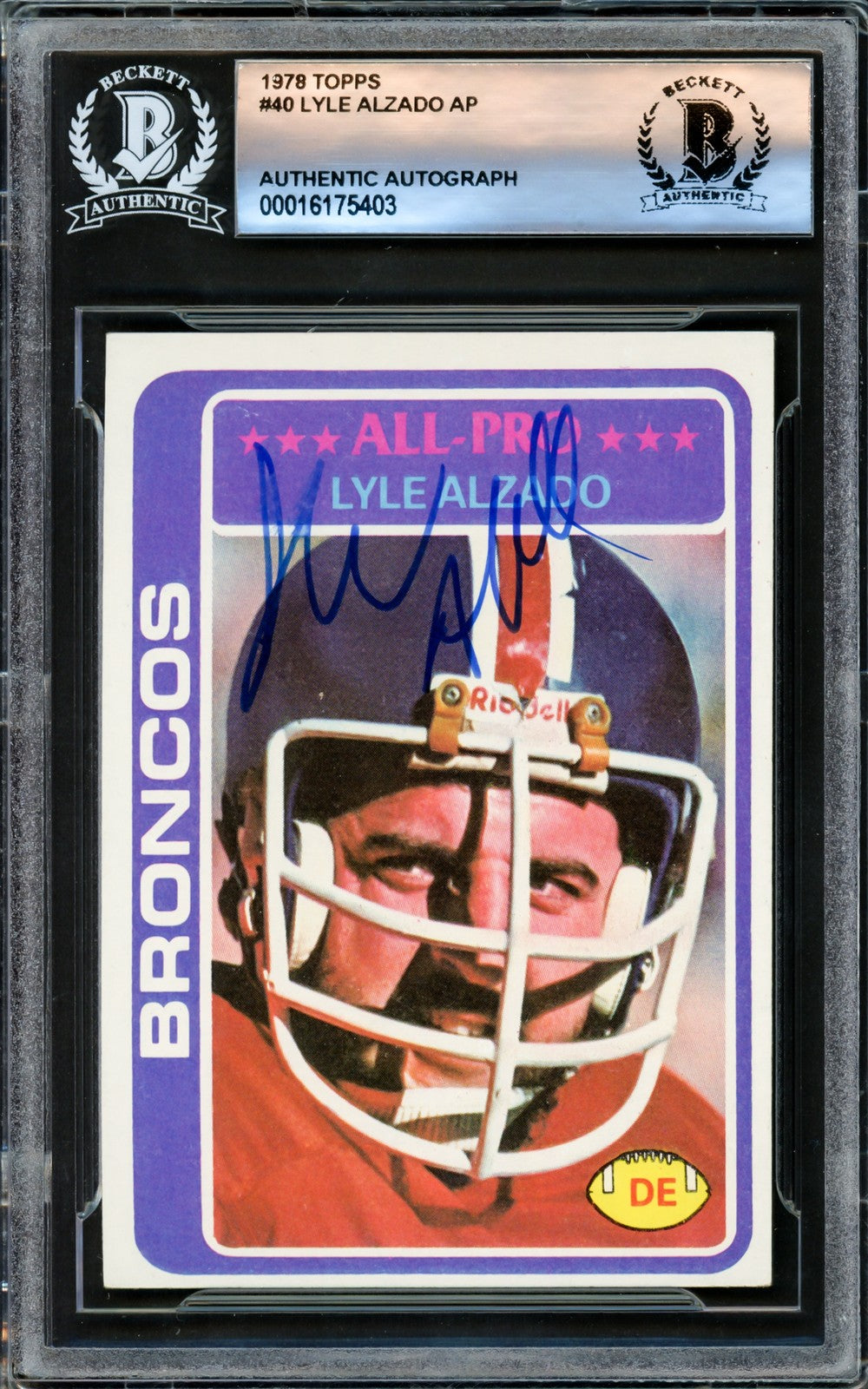 Lyle Alzado Signed 1978 Topps Card #40 Denver Broncos Beckett BAS #16175403