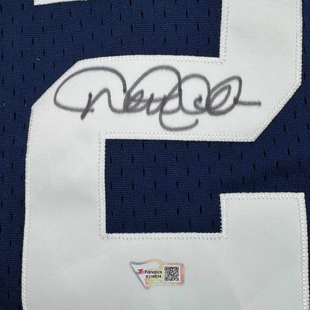Autographed/Signed Derek Jeter New York Yankees Blue M&N Jersey Fanatics COA
