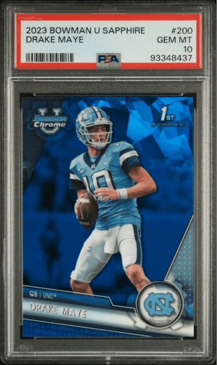 Graded 2023 Topps Bowman U Sapphire Drake Maye #200 Rookie Card PSA 10