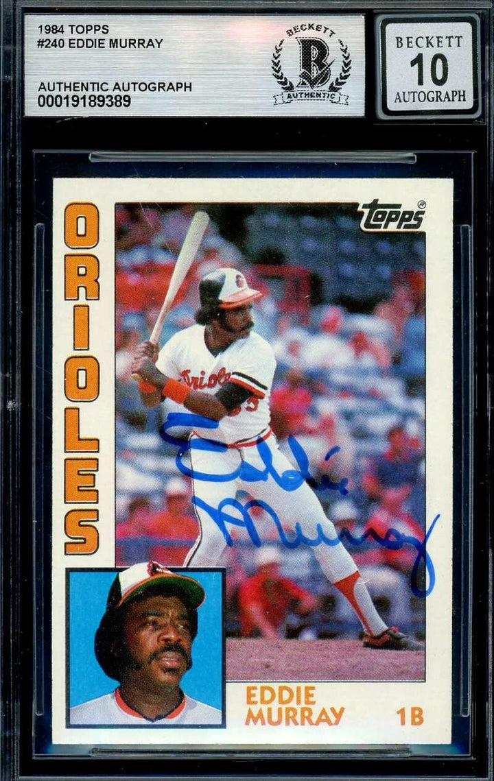 Eddie Murray Gem Mint 10 Beckett BAS Signed 1984 Topps Autograph