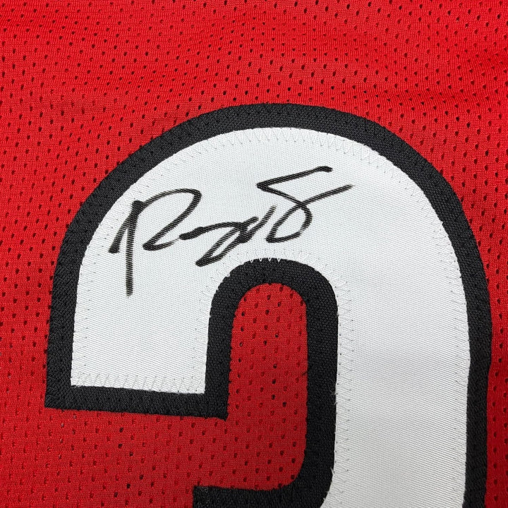 Framed Autographed Roquan Smith 35x39 Georgia Red Football Jersey BAS COA