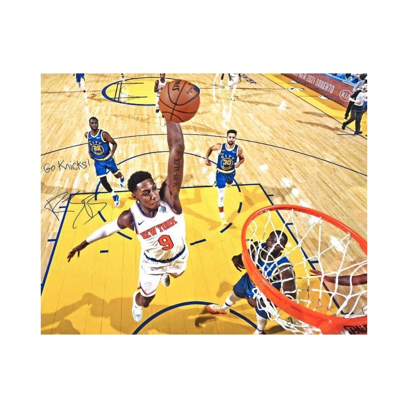 RJ Barrett New York Knicks Autographed 16X20 Dunking Photograph with "Go Knicks" Inscription (CX Auth)