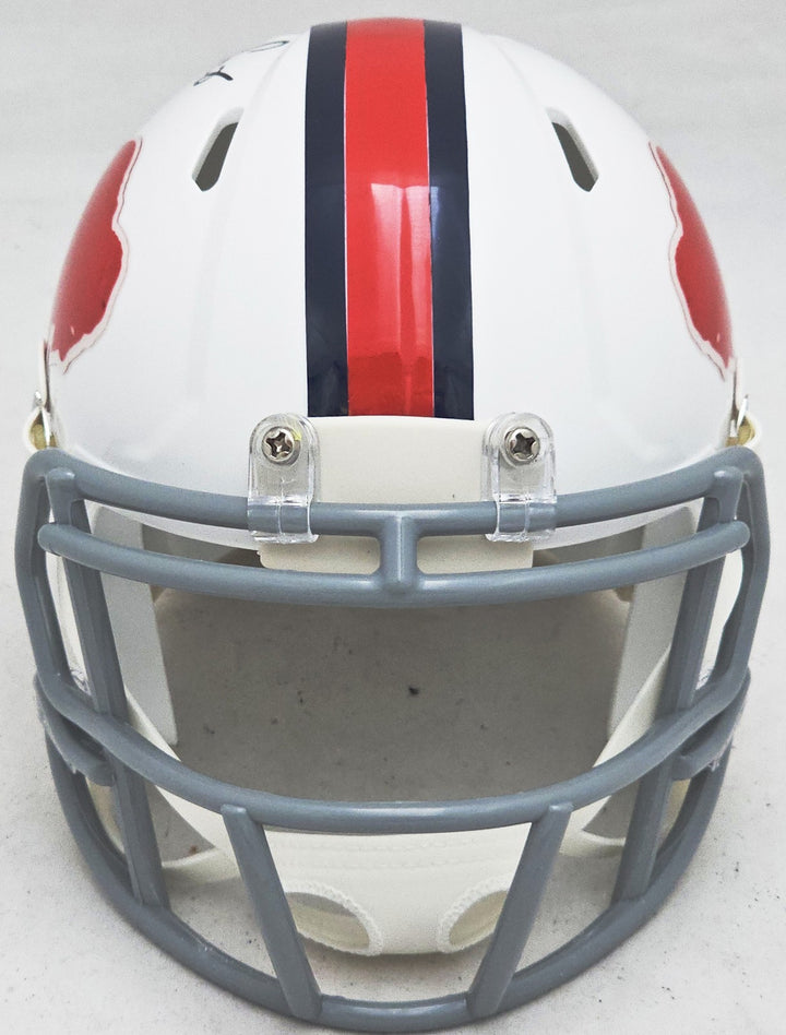 Thurman Thomas Signed 65-73 Bills Throwback White Speed Mini Helmet Beckett Wit