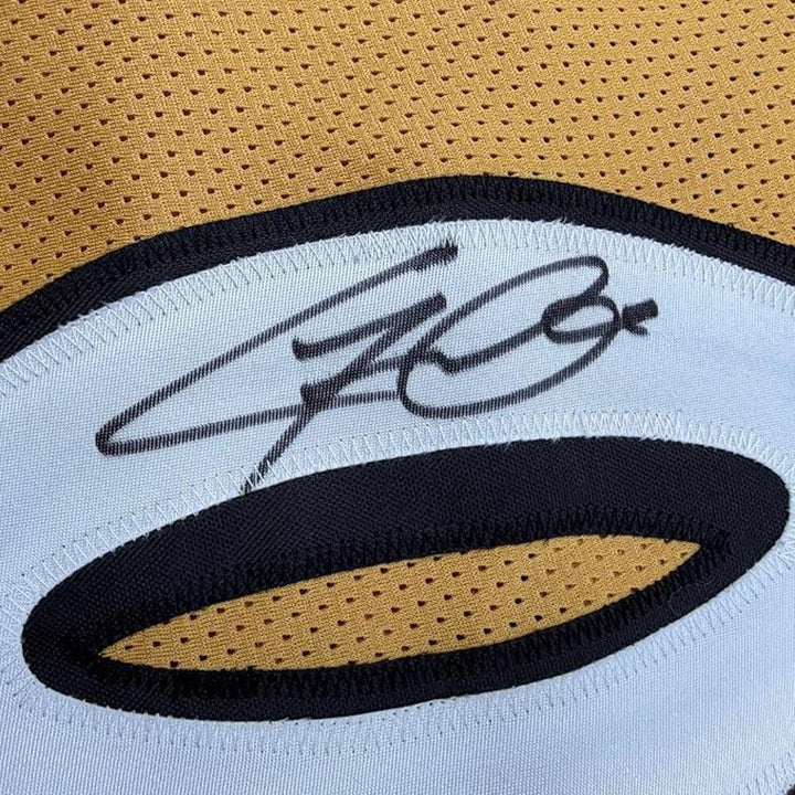 Framed Autographed/Signed Gilbert Arenas 35x39 Washington Gold Jersey BAS COA