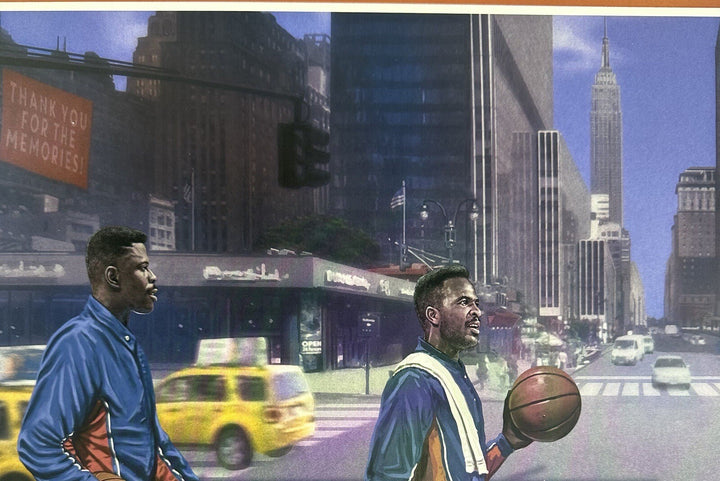 New York Knicks 34th St MSG 16x20 Framed Litho Photo Patrick Ewing John Starks