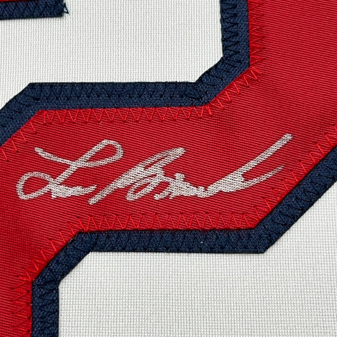 Framed Autographed/Signed Lou Brock 33x42 St Louis White Jersey JSA COA