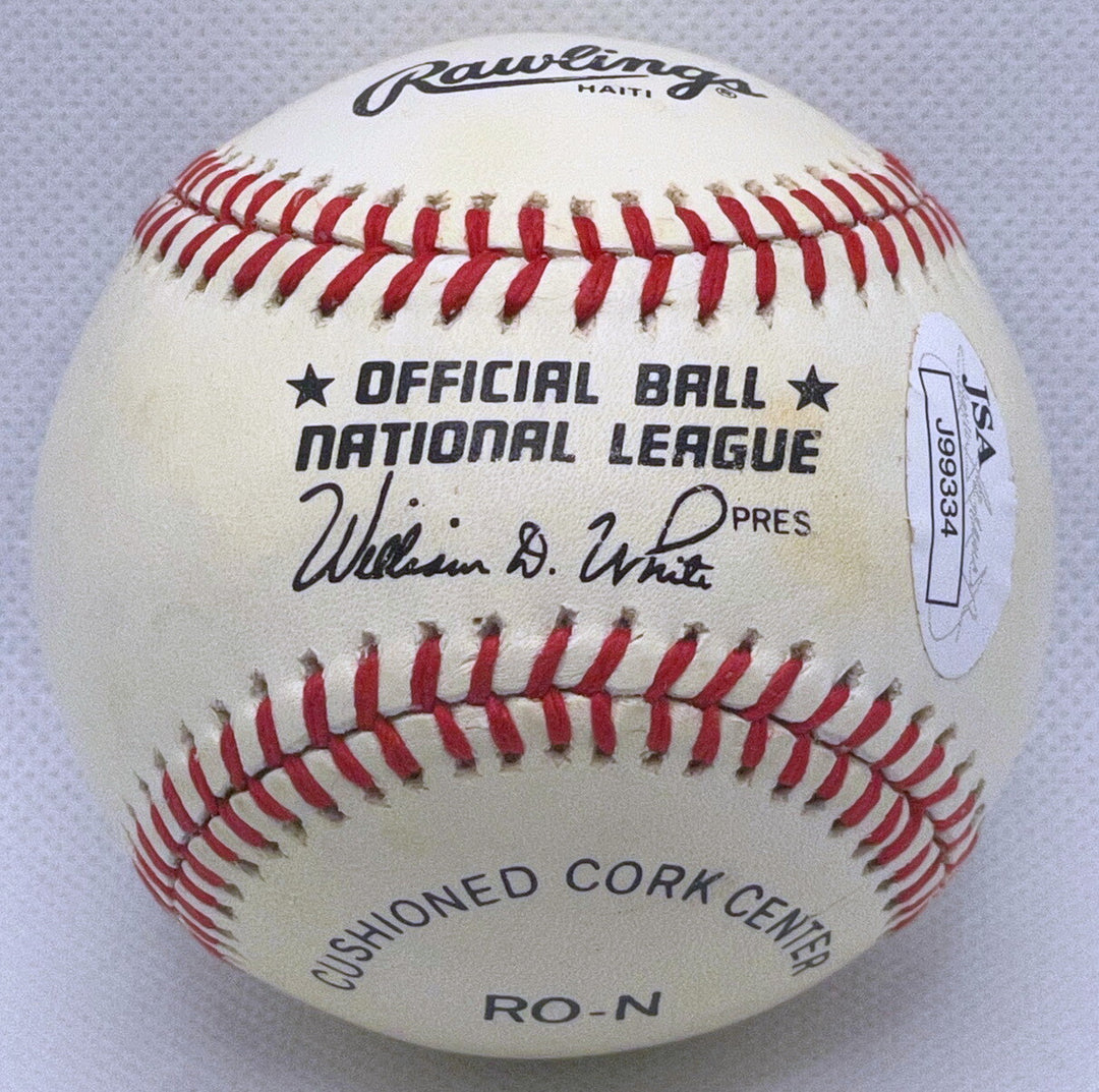 GREGG JEFFERIES SIGNED BILL WHITE OFFICIAL NATIONAL LEAGUE MLB BASEBALL JSA COA