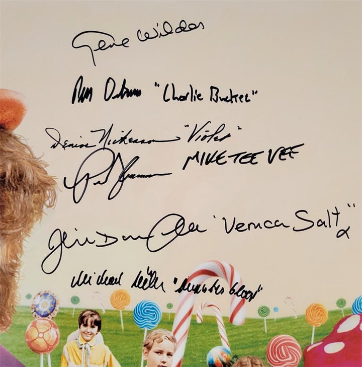 Gene Wilder & Willy Wonka Kids Cast signed 16x20 Photo (6 autographs) ~ PSA