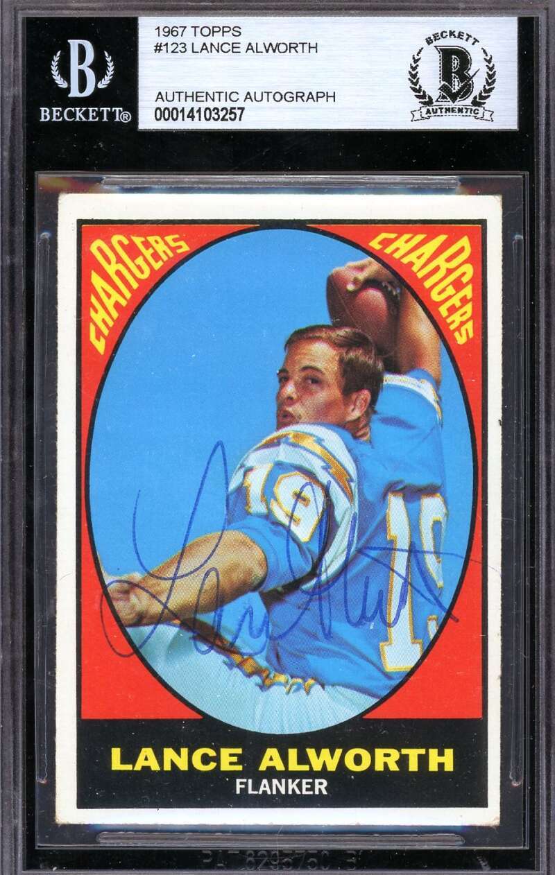 Lance Alworth Beckett BAS Signed 1967 Topps Autograph