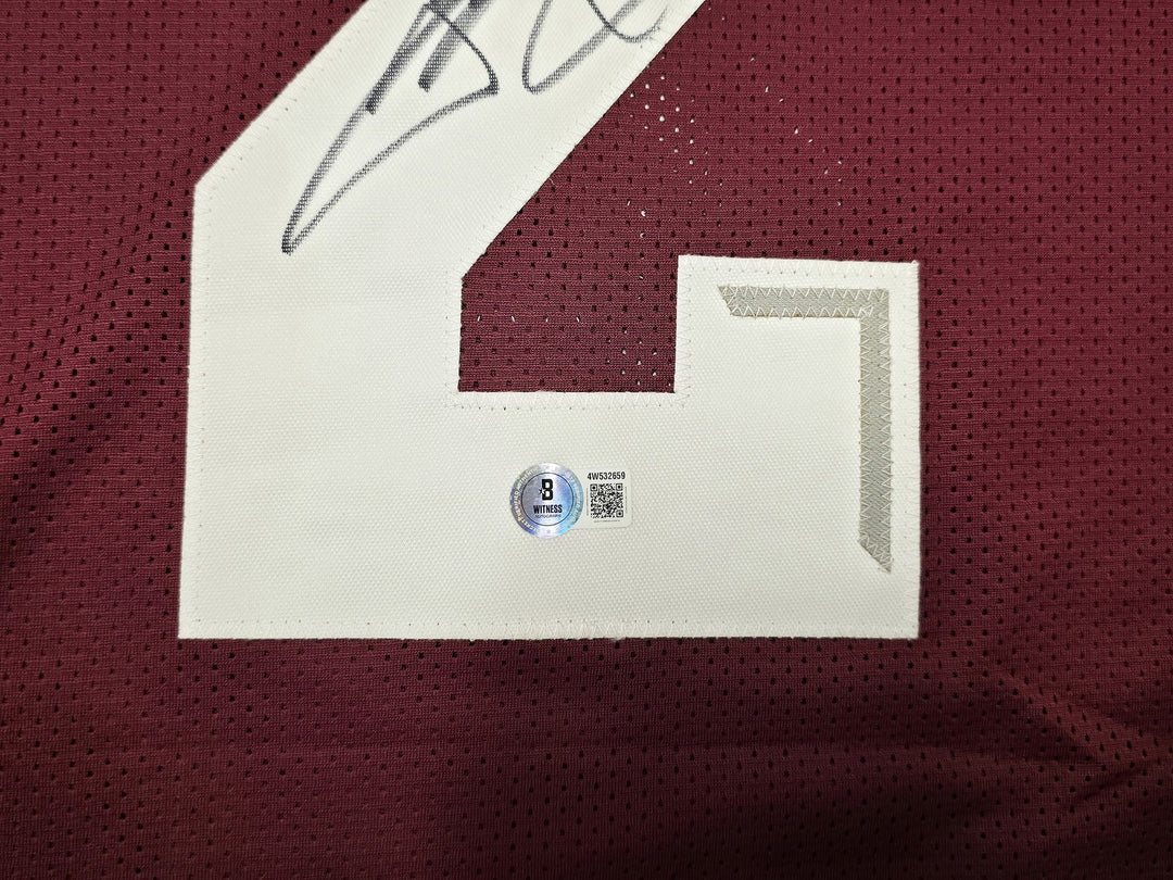 Texas A&M Aggies Johnny Manziel Signed Maroon Jersey Beckett Witness