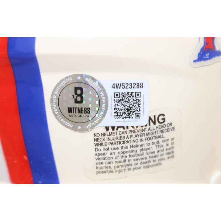 Randy Moss Autographed New England Patriots Retro Mini Helmet Beckett 56319