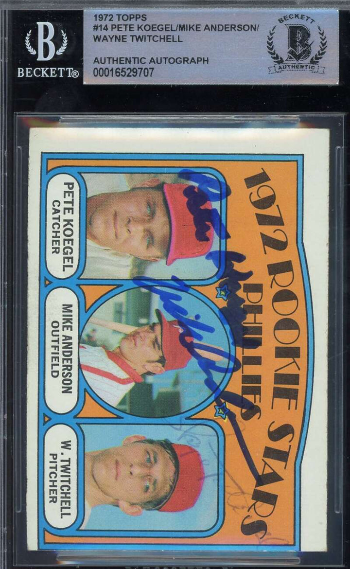Koegel Anderson Twitchell Beckett BAS Signed 1972 Topps Rookie Stars Autograph