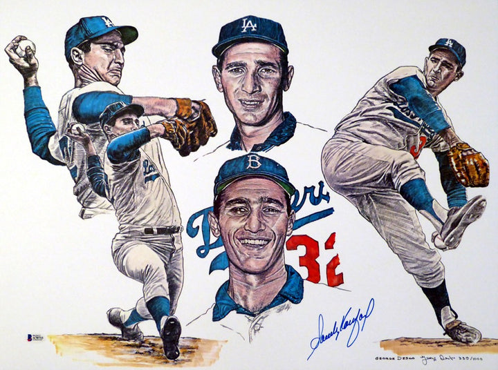 Sandy Koufax Autographed Signed 18x24 Lithograph Los Angeles Dodgers Beckett