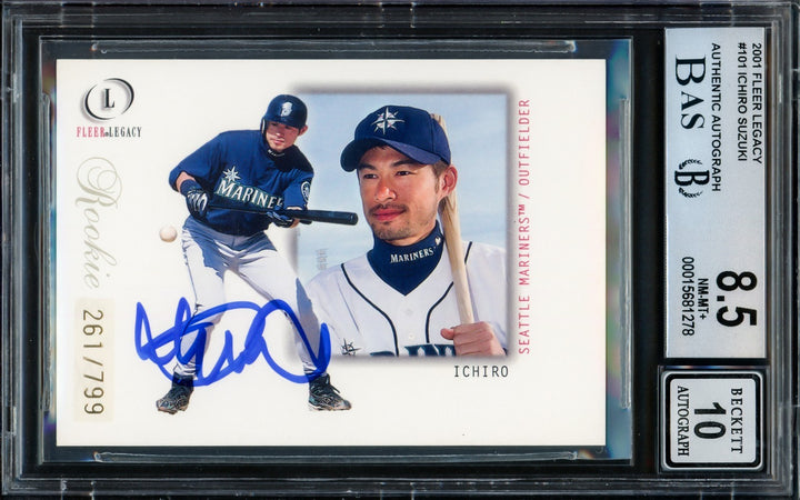 Ichiro Suzuki Signed 2001 Fleer Legacy RC 101 BGS 8.5 Sig 10 #261/799 Beckett