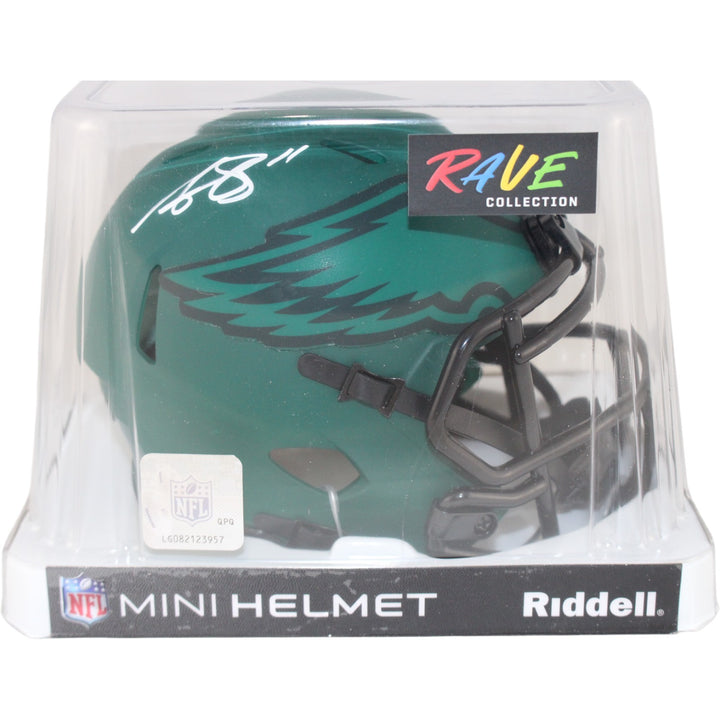 AJ Brown Autographed Philadelphia Eagles Rave Mini Helmet Beckett Witness 54026
