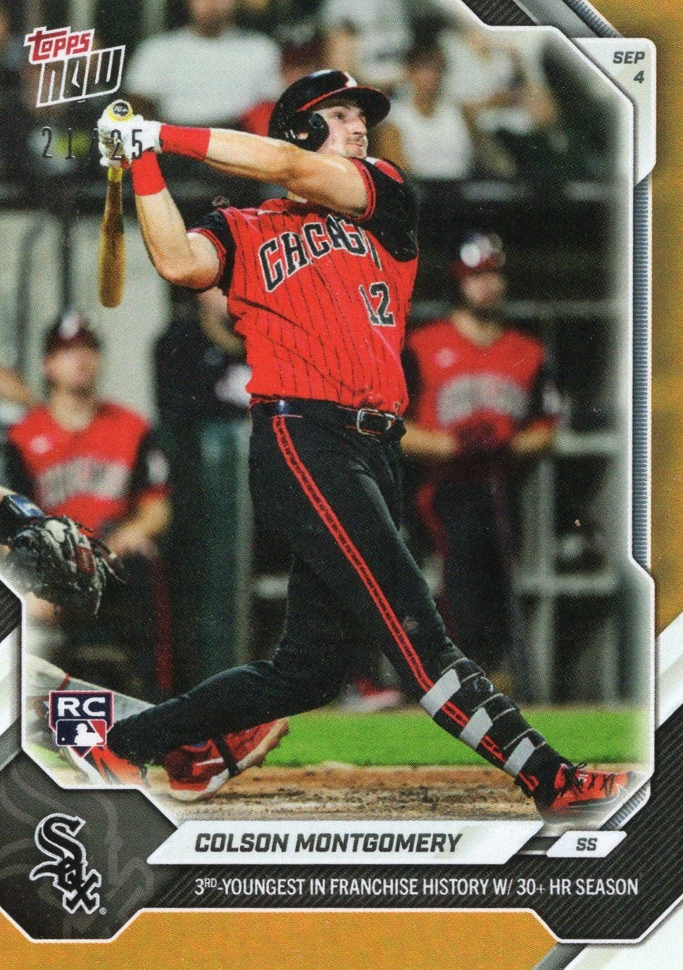 2026 Topps Now Colson Montgomery #632 Orange Foil /25 Rookie Baseball Card