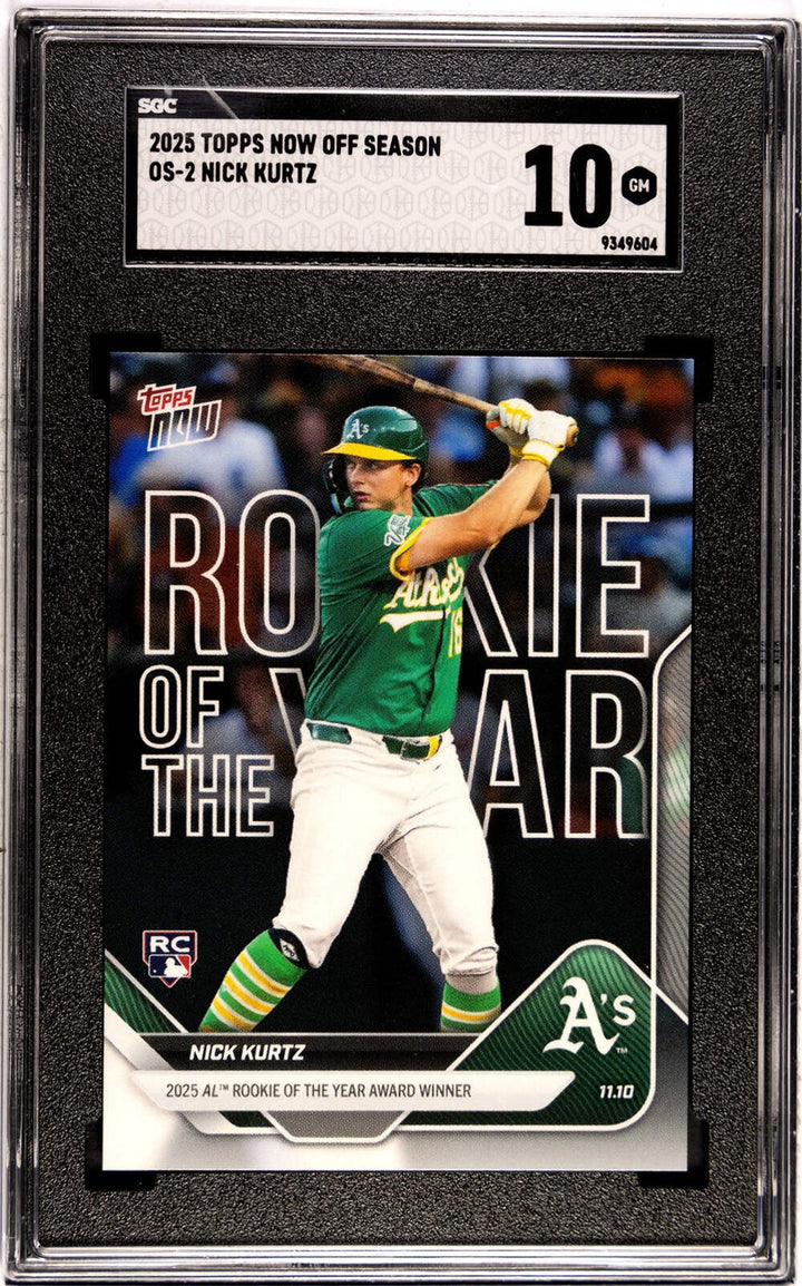 Graded 2025 Topps Now Nick Kurtz #OS2 Offseason Rookie RC Card SGC 10 Gem Mint