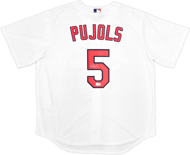 St. Louis Cardinals Albert Pujols Signed White Nike Jersey Size XL Beckett Wit