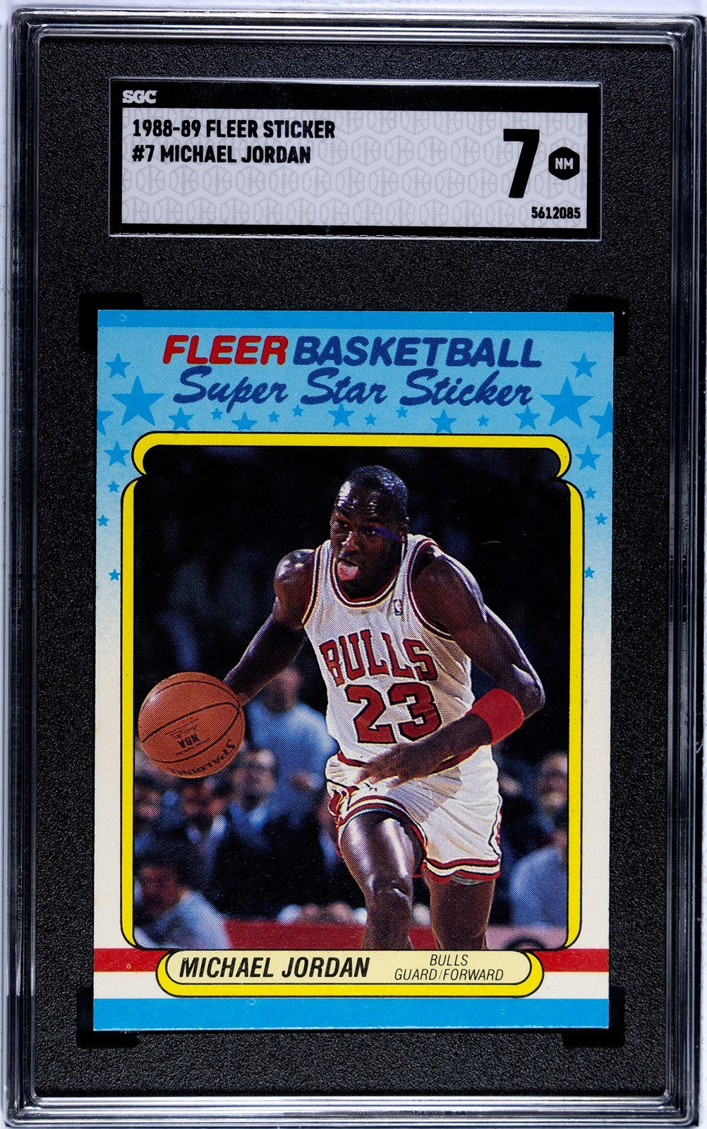 Michael Jordan 1988-89 Fleer Sticker/Card #7- SGC Graded 7 NM -Chicago Bulls/HOF