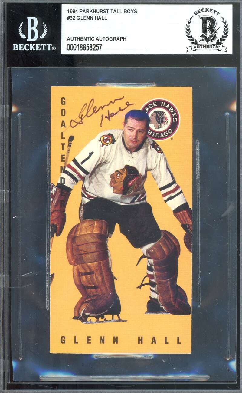 Glenn Hall Beckett BAS Signed 1994 Parkhurst Tall Boys Autograph