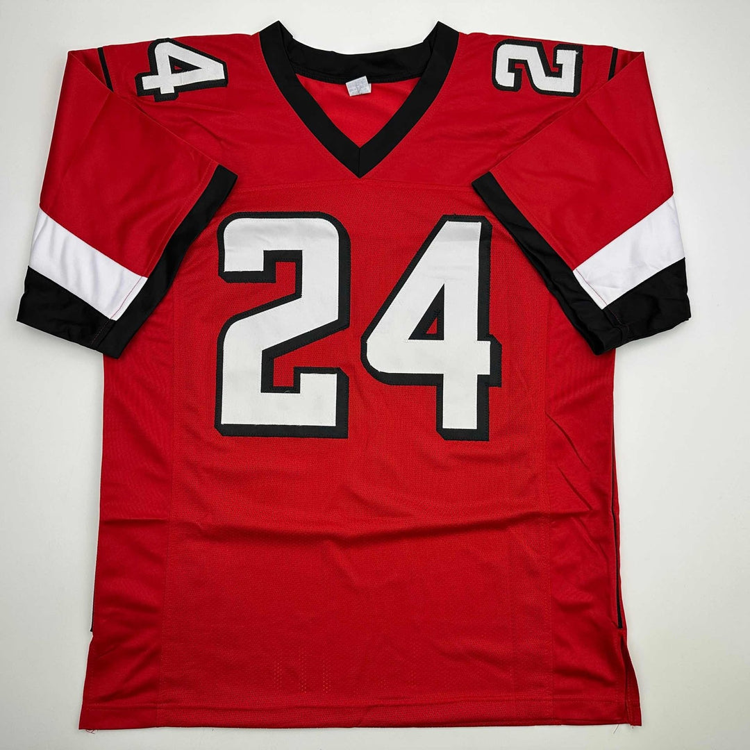 Autographed/Signed Devonta Freeman Atlanta Red Jersey Beckett BAS COA