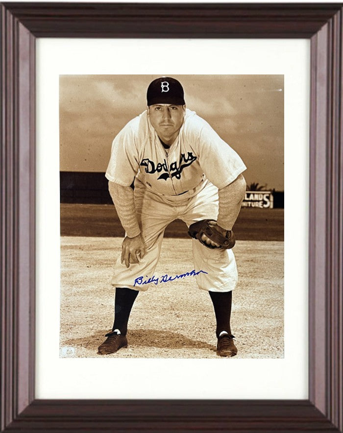 Billy Herman signed Brooklyn Dodgers MLB Sepia Tone 8x10 Photo Framed- COA (HOF)