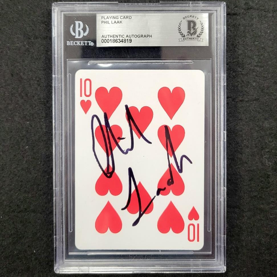 Phil Laak signed 10 of Hearts Playing Card World Series Poker auto Beckett BAS