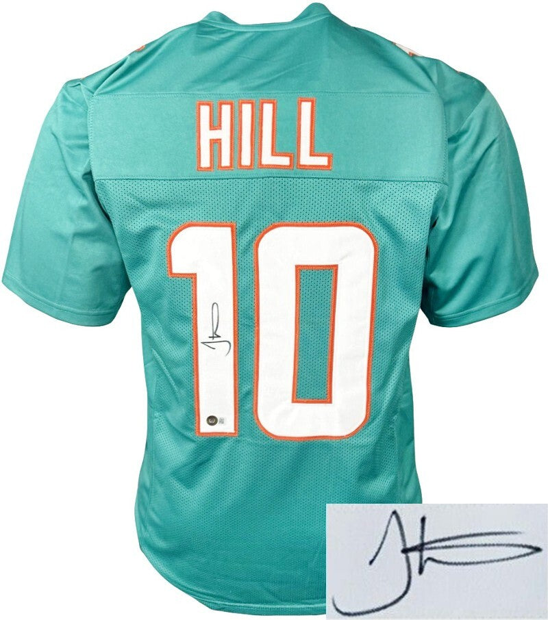Tyreek Hill signed Miami Teal Custom Stitched Pro Style Jersey XL- Beckett W