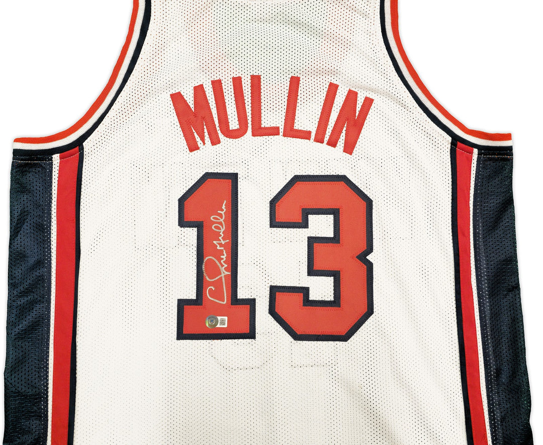 Team USA Chris Mullin Autographed Signed White Jersey Beckett BAS Witness