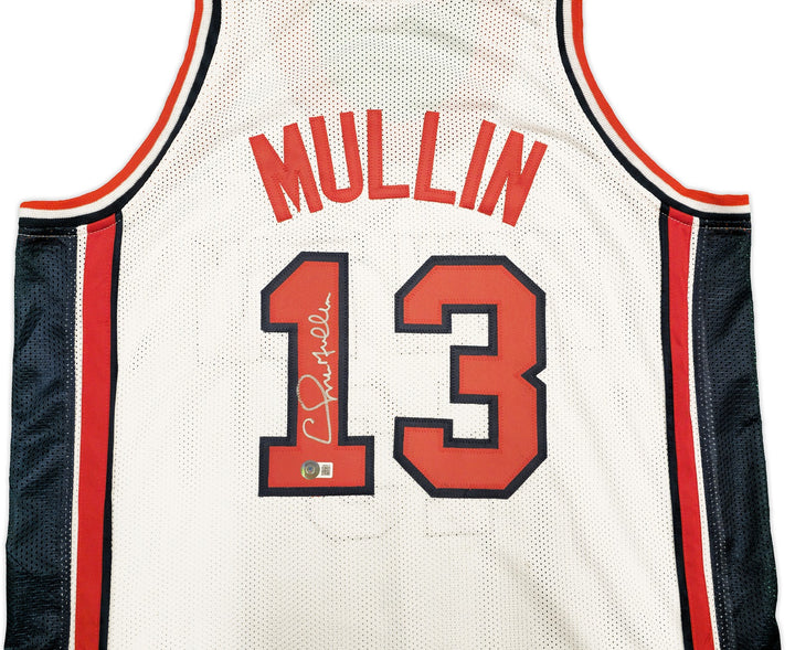 Team USA Chris Mullin Autographed Signed White Jersey Beckett BAS Witness