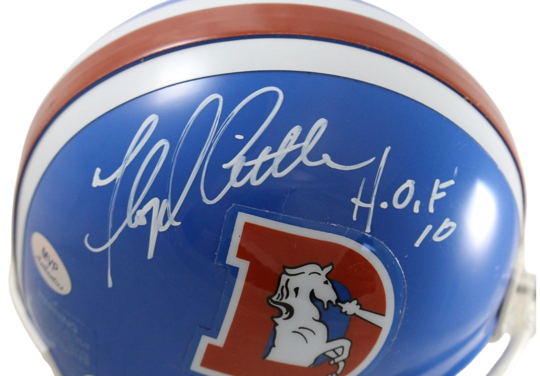 Floyd Little Autographed Denver Broncos VSR4 Mini Helmet HOF Beckett 55383