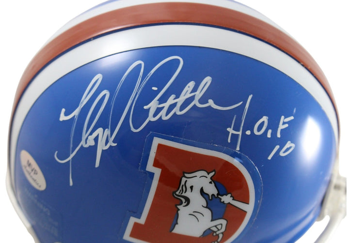 Floyd Little Autographed Denver Broncos VSR4 Mini Helmet HOF Beckett 55383