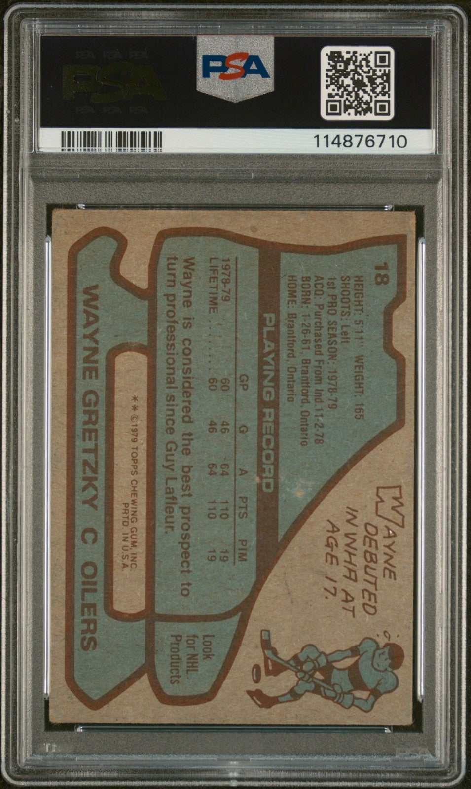 1979 Topps #18 Wayne Gretzky Signed Rookie Card PSA OILERS RC AUTO