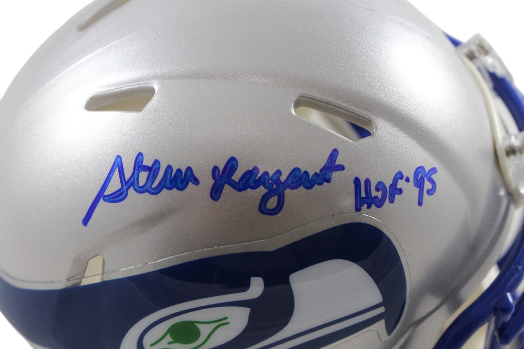 Steve Largent Autographed Seattle Seahawks Mini Helmet HOF Beckett Witness 54756