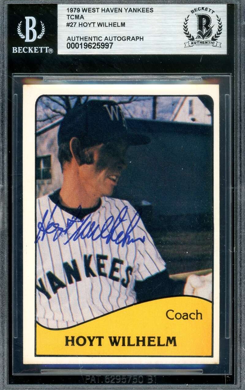 Hoyt Wilhelm Beckett BAS Signed 1979 TCMA West Haven Yankees Autograph