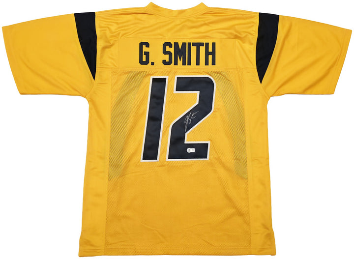 West Virginia Mountaineer Geno Smith Signed Gold Jersey Beckett Witness