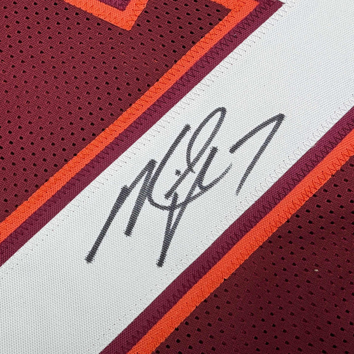 Autographed/Signed MICHAEL MIKE VICK Virginia Tech Maroon Jersey PSA COA