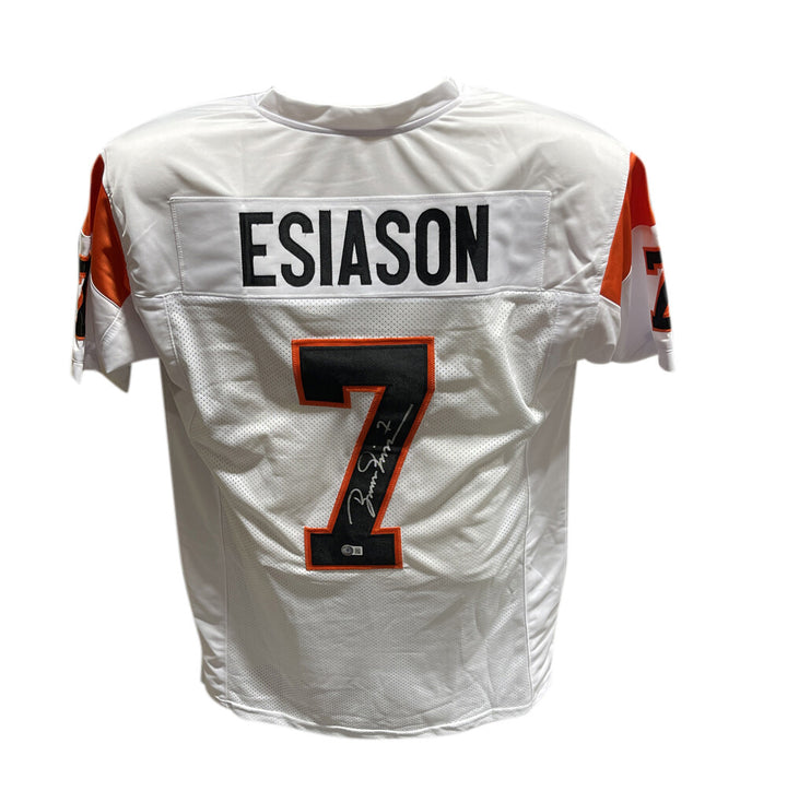 Boomer Esiason Autographed/Signed Pro Style White Jersey Beckett 40426