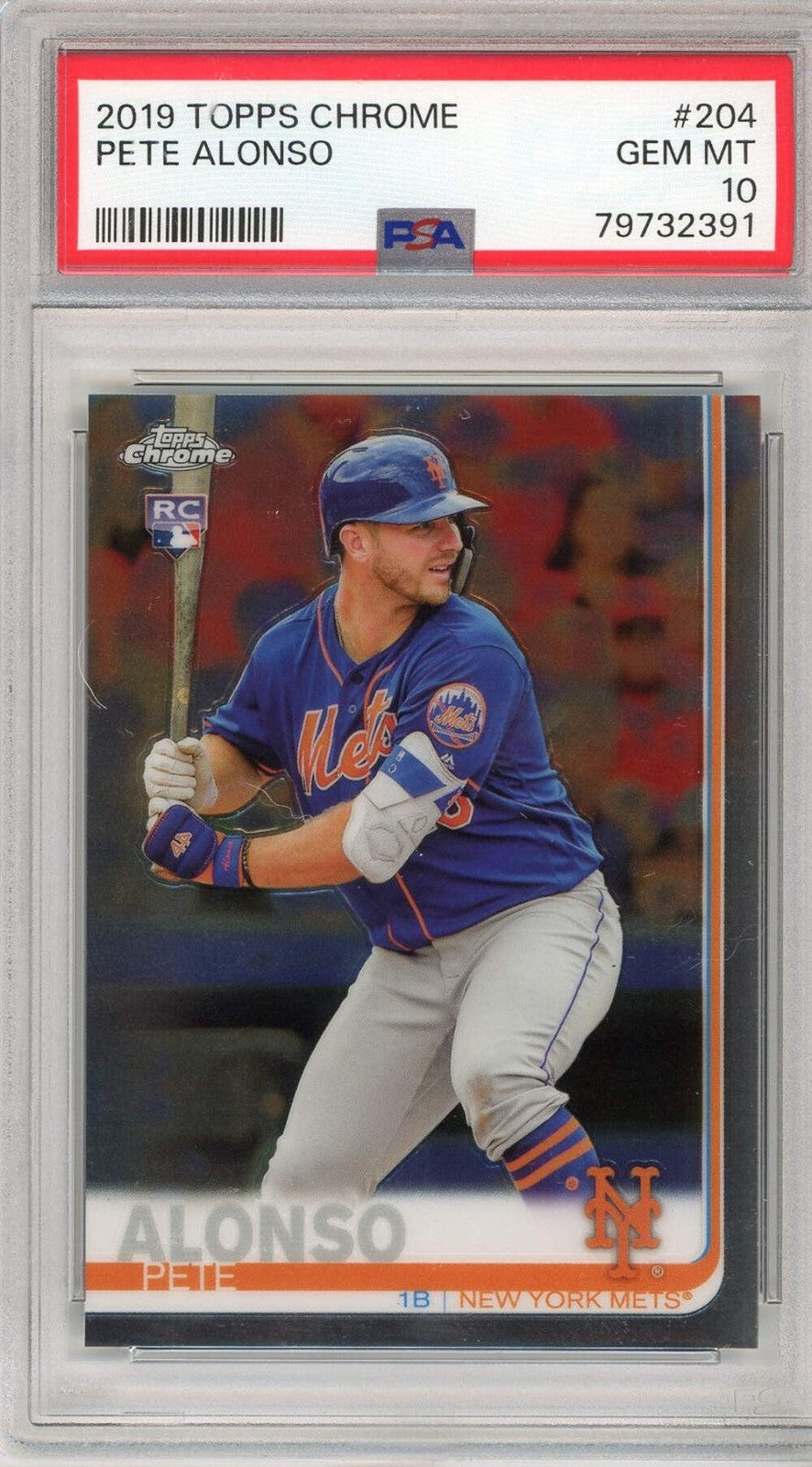 Graded 2019 Topps Chrome Pete Alonso #204 Rookie RC Baseball Card PSA 10 Gem