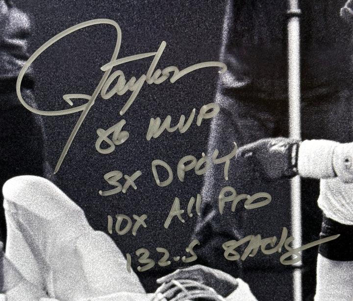 Lawrence Taylor signed New York Giants 4 Stat 16x20 Photo /56- Framed - Steiner