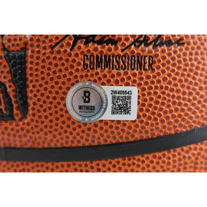 Karl Malone Autographed/Signed Utah Jazz Wilson Basketball Beckett Witness 49268