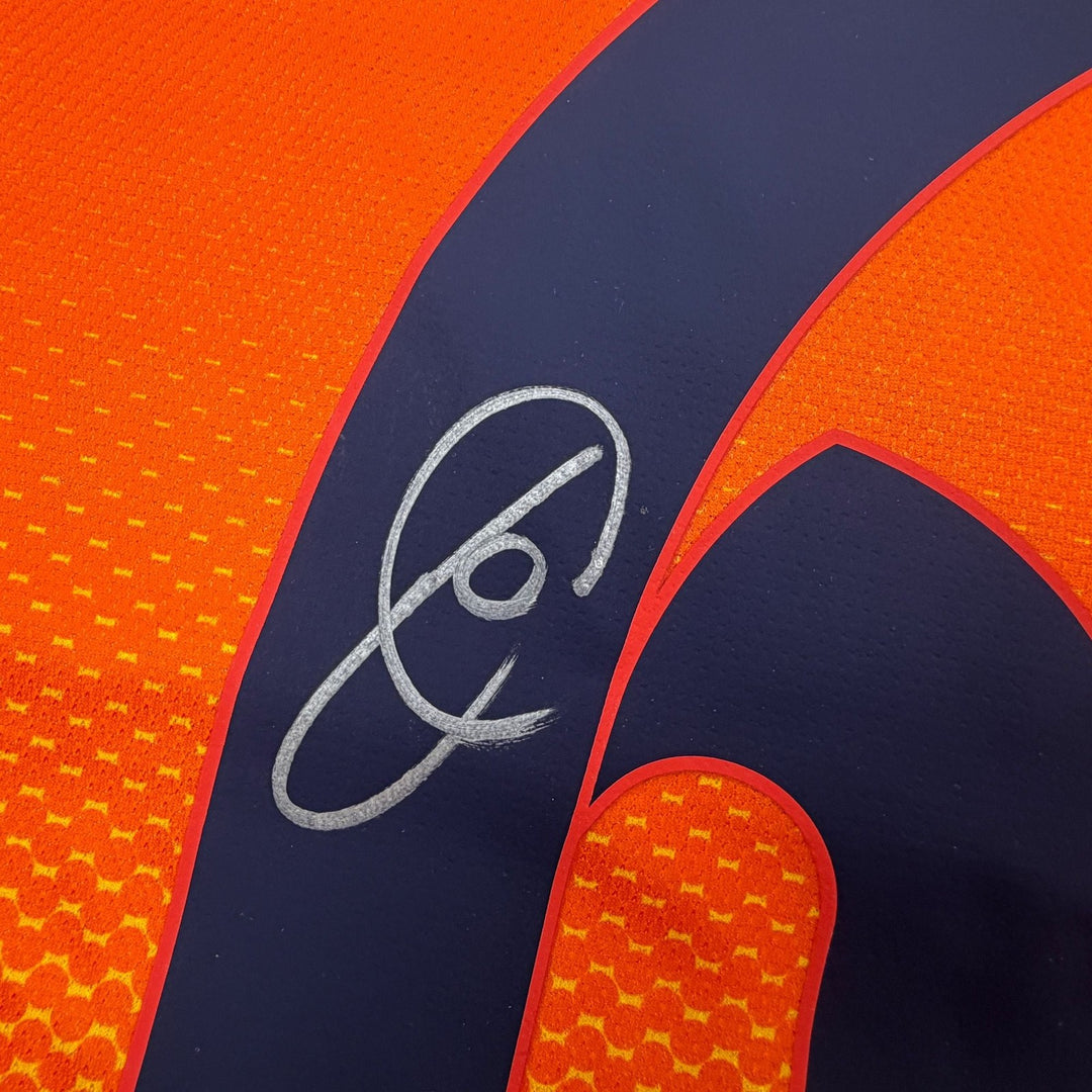 Autographed/Signed Xavi Hernandez Barcelona Orange Jersey Beckett BAS COA