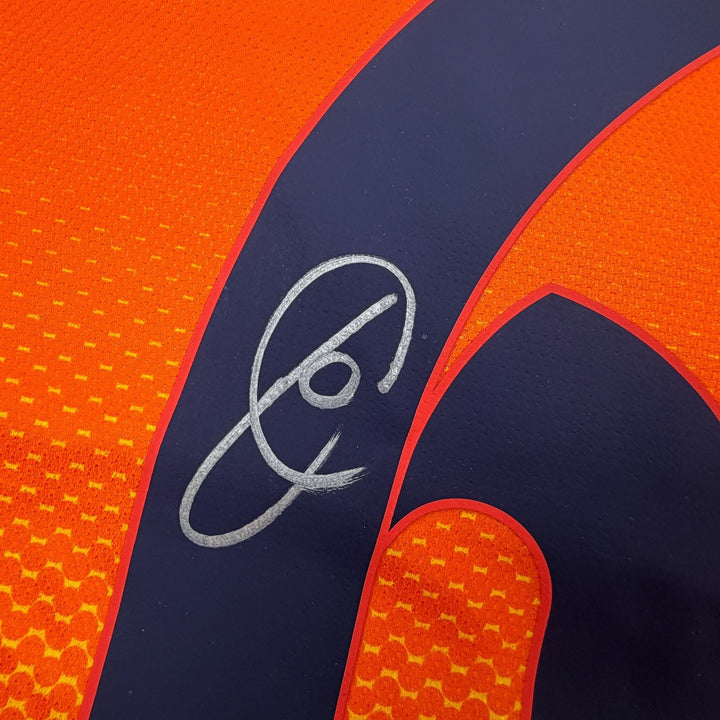 Autographed/Signed Xavi Hernandez Barcelona Orange Jersey Beckett BAS COA