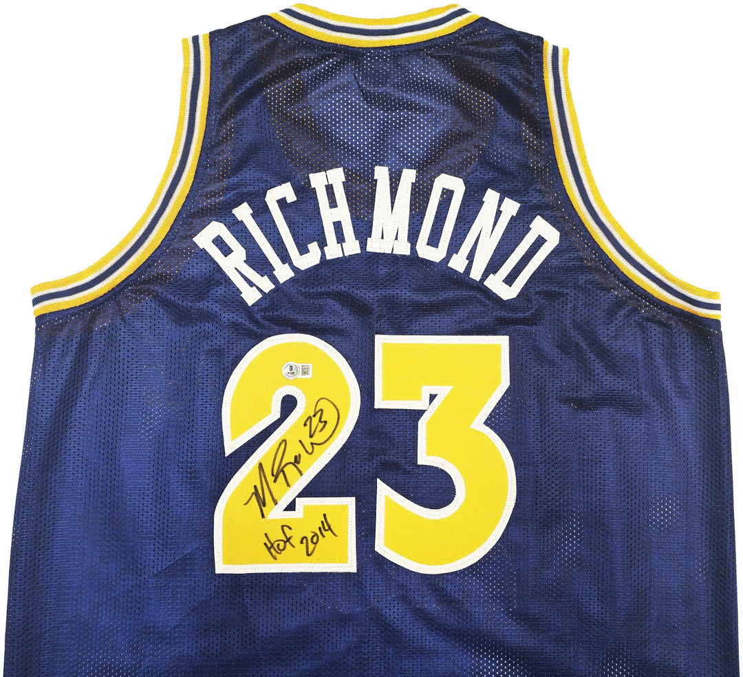 Golden State Warriors Mitch Richmond Signed Blue Jersey "HOF 2014" Beckett Wit