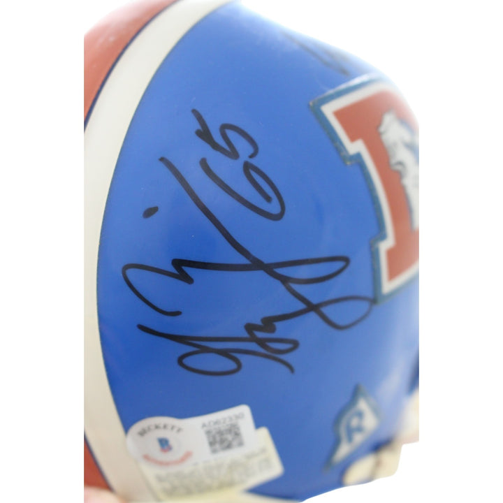 Tom Nalen Gary Zimmerman +3 Signed Denver Broncos VSR4 Mini Helmet Beckett 55423