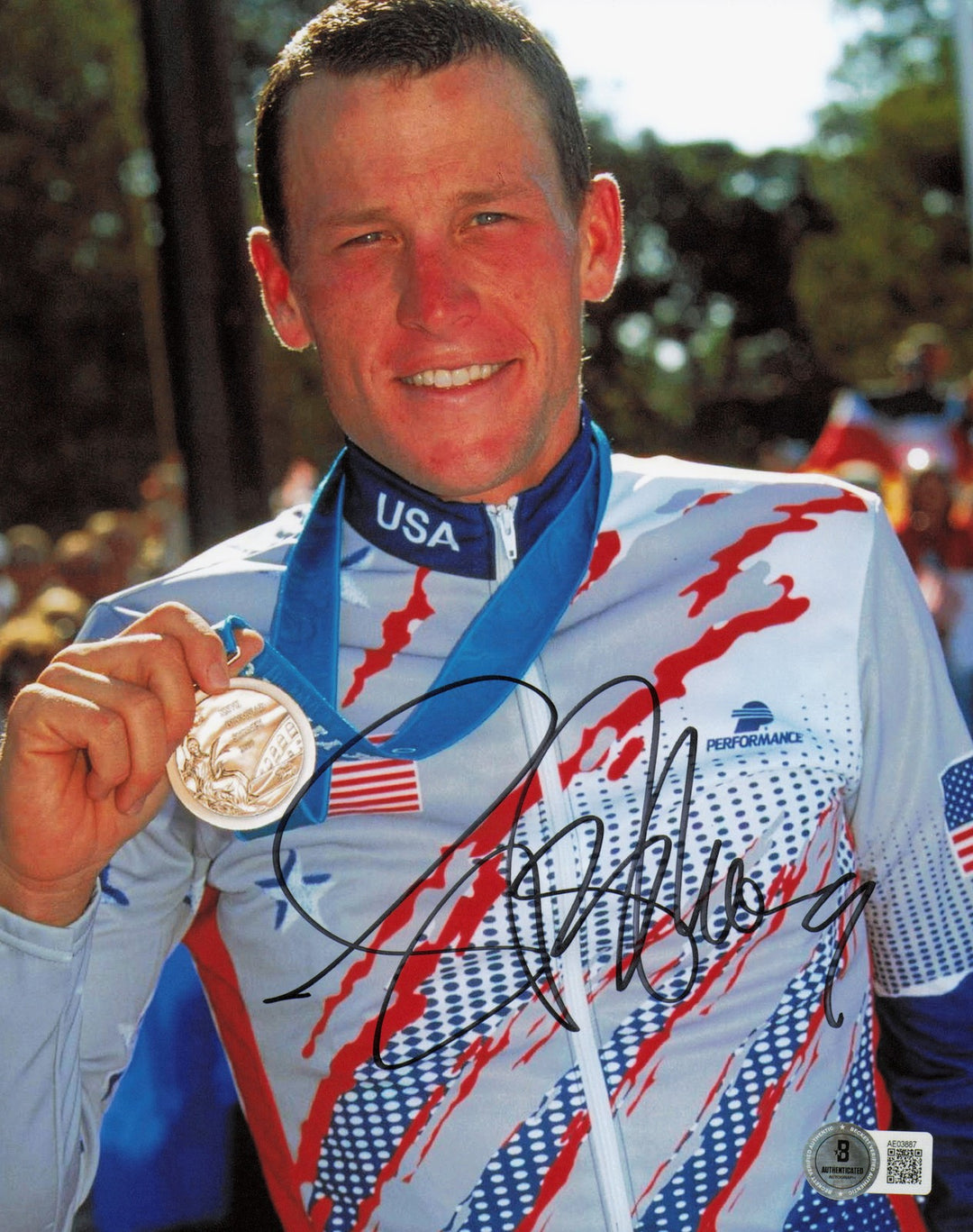 Lance Armstrong Autographed Signed 8x10 Photo Cycling Beckett BAS #AE03887