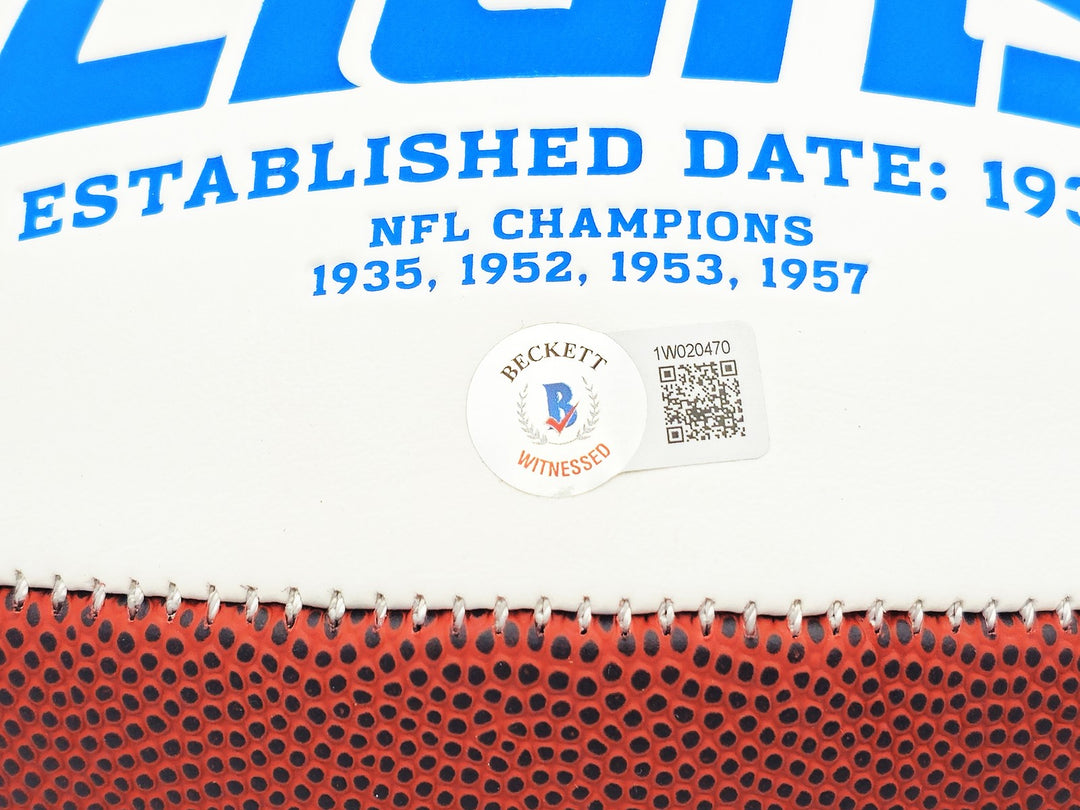Sam LaPorta Autographed Signed Detroit Lions White Logo Football Beckett Wit