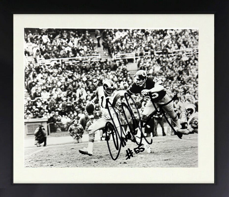 Chris Hanburger signed Washington B&W 8x10 Photo #55 Framed - COA (HOF 2011)